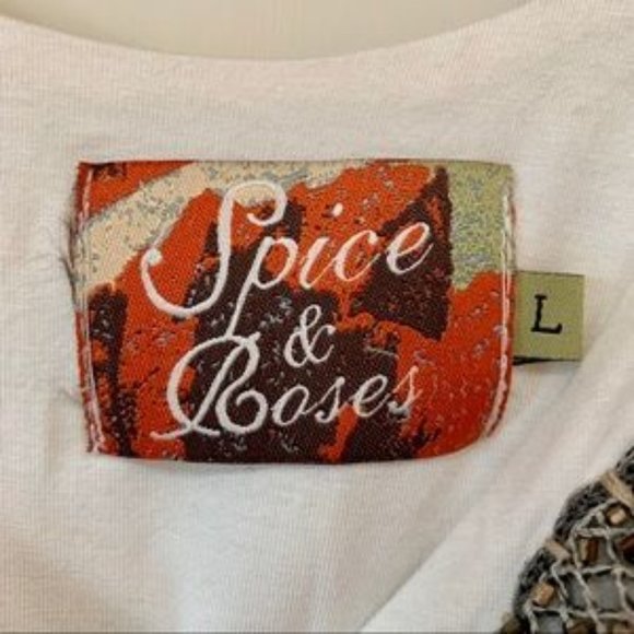Spice & Roses Cream Beaded Tank Top Size L - Picture 3 of 5
